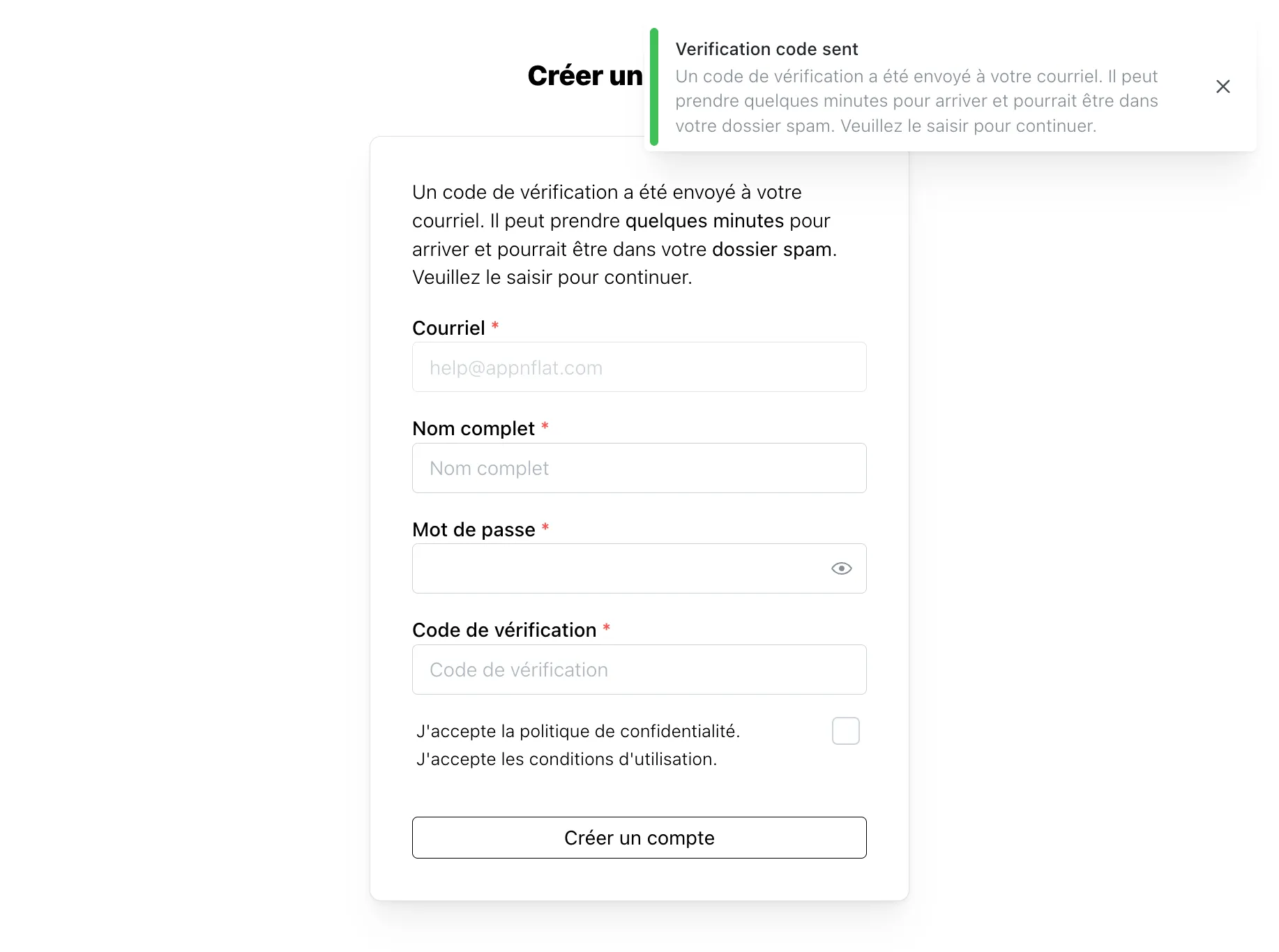 Code de vérification